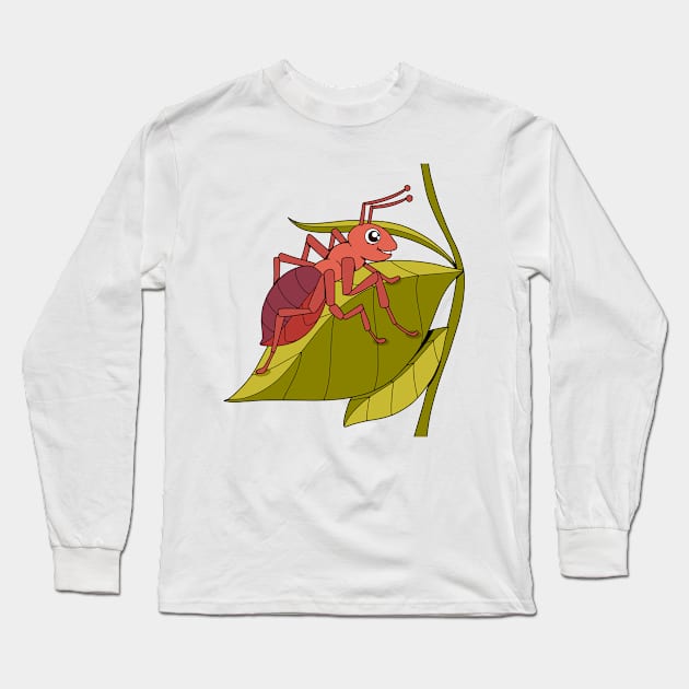 Ant Tree Leaf Long Sleeve T-Shirt by Mako Design 